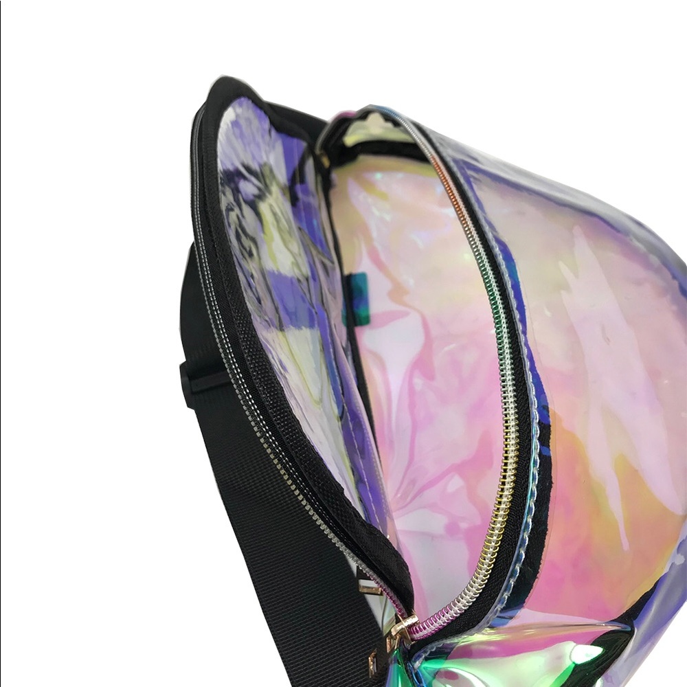 Fanny Pack Polyurethane Mini Bag w Rainbow Shine - Picture 3 of 4